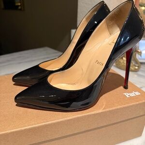 Christian Louboutin Pigalle Follies 100 – Black Patent Leather Pumps